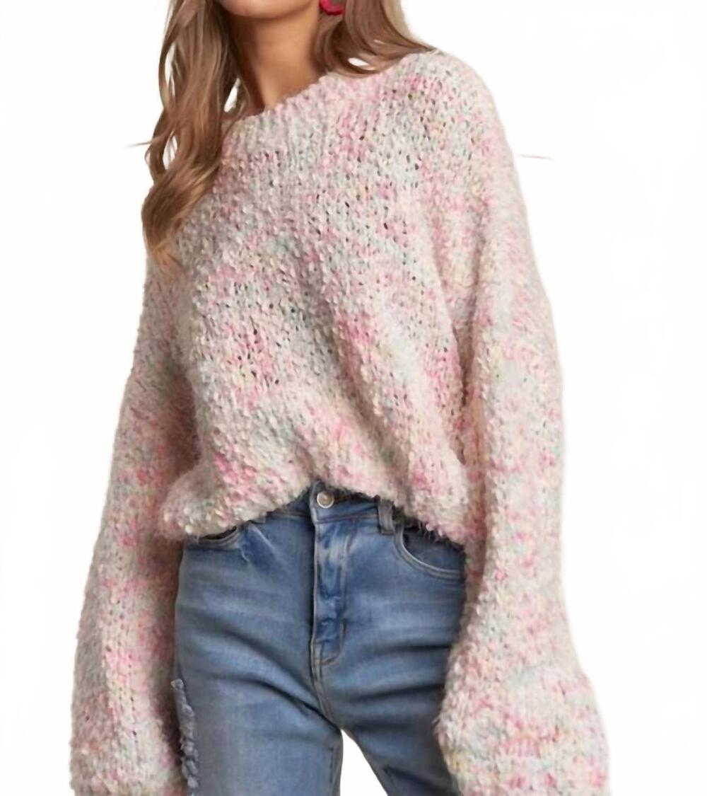 NEW ADORA multi color popcorn textured sweater top in pink